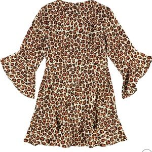 Bar III Leopard Print Flare Sleeve Dress